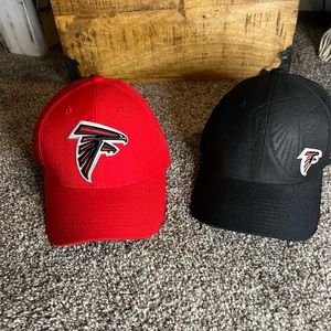 Lot of 2 Reebok Atlanta Falcons NFL Hat Cap (Used) Velcro Back (Red & Black)